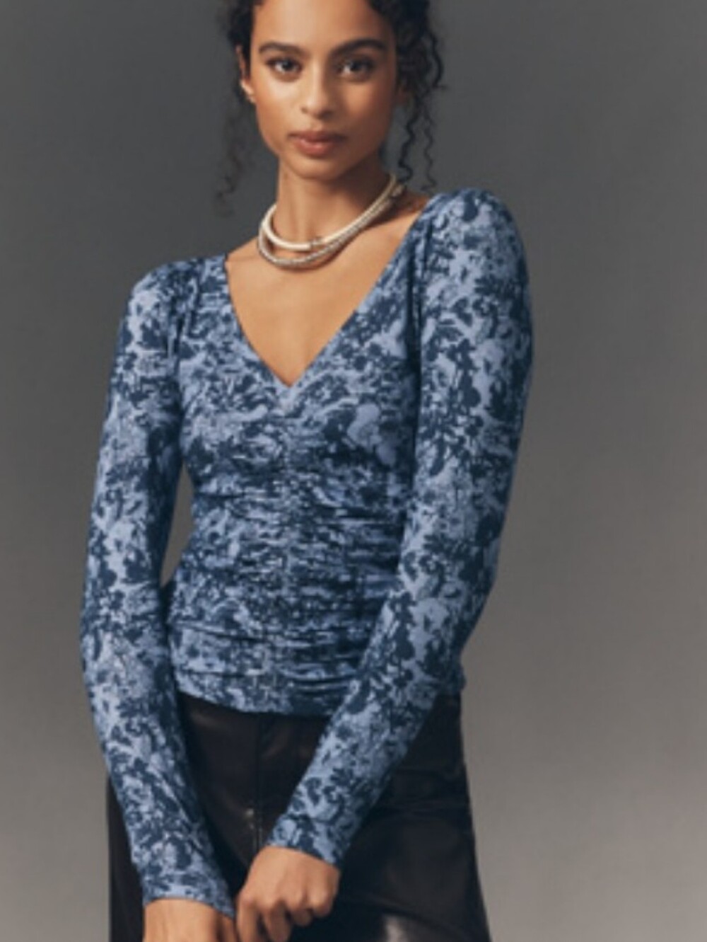 NWT Pilcro Long-Sleeve Cinched V-Neck Top
